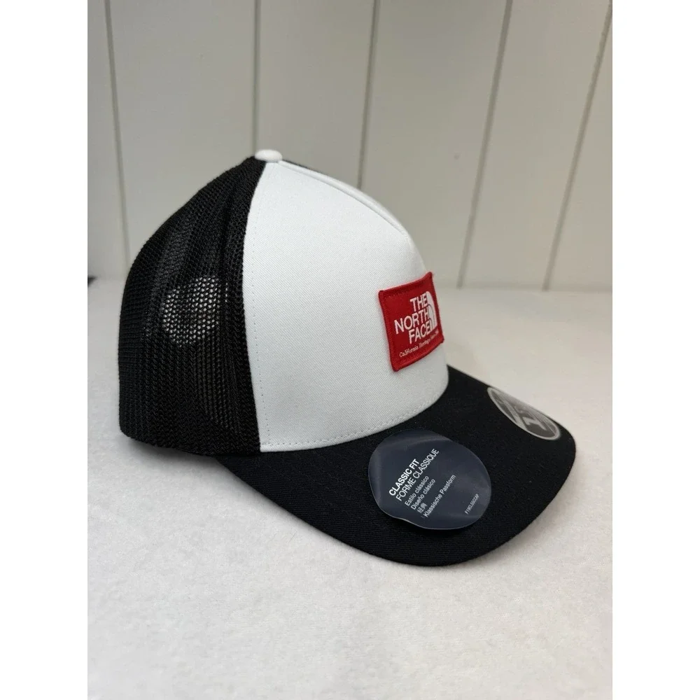 The North Face Mens Keep It Patched Trucker Cap Hat TNF Black Horizon Red White
